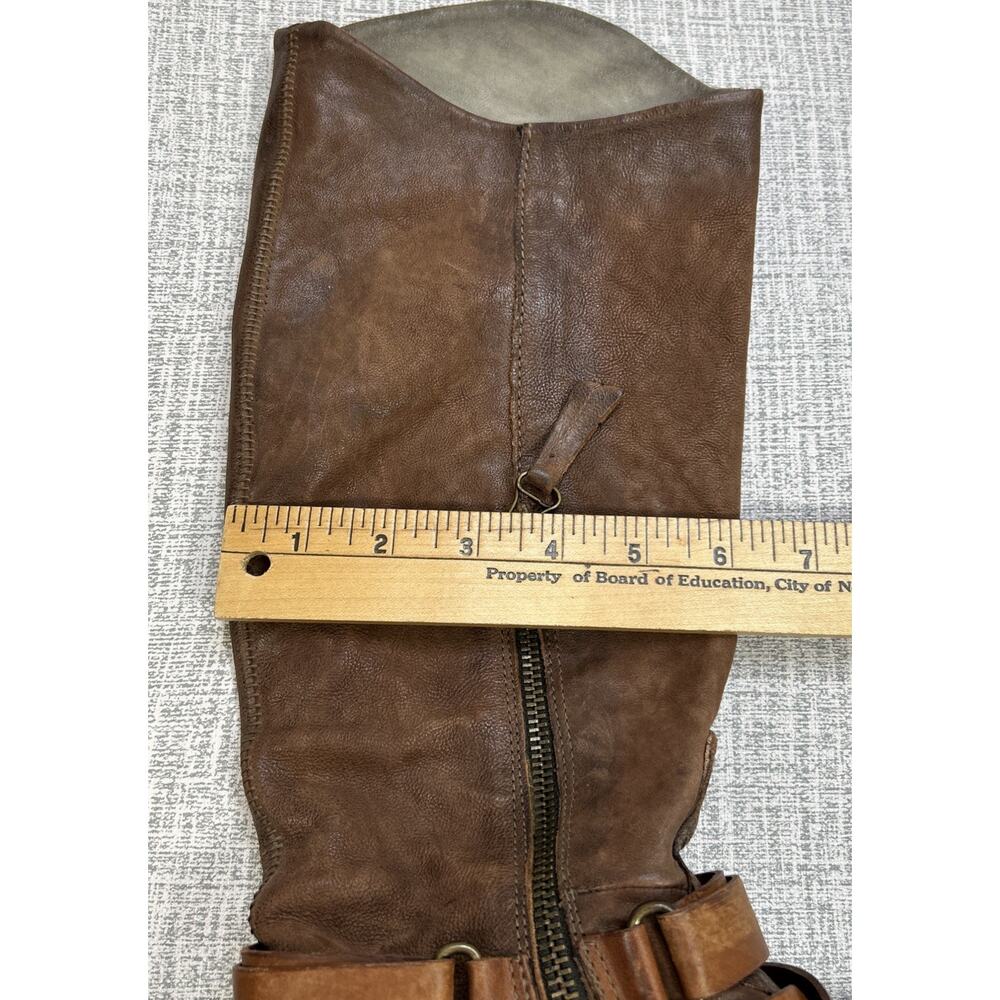 AS 98 Airstep Italian Zipper Boho Biker Brown Distressed Riding Boots 37/ 7 - Picture 13 of 16